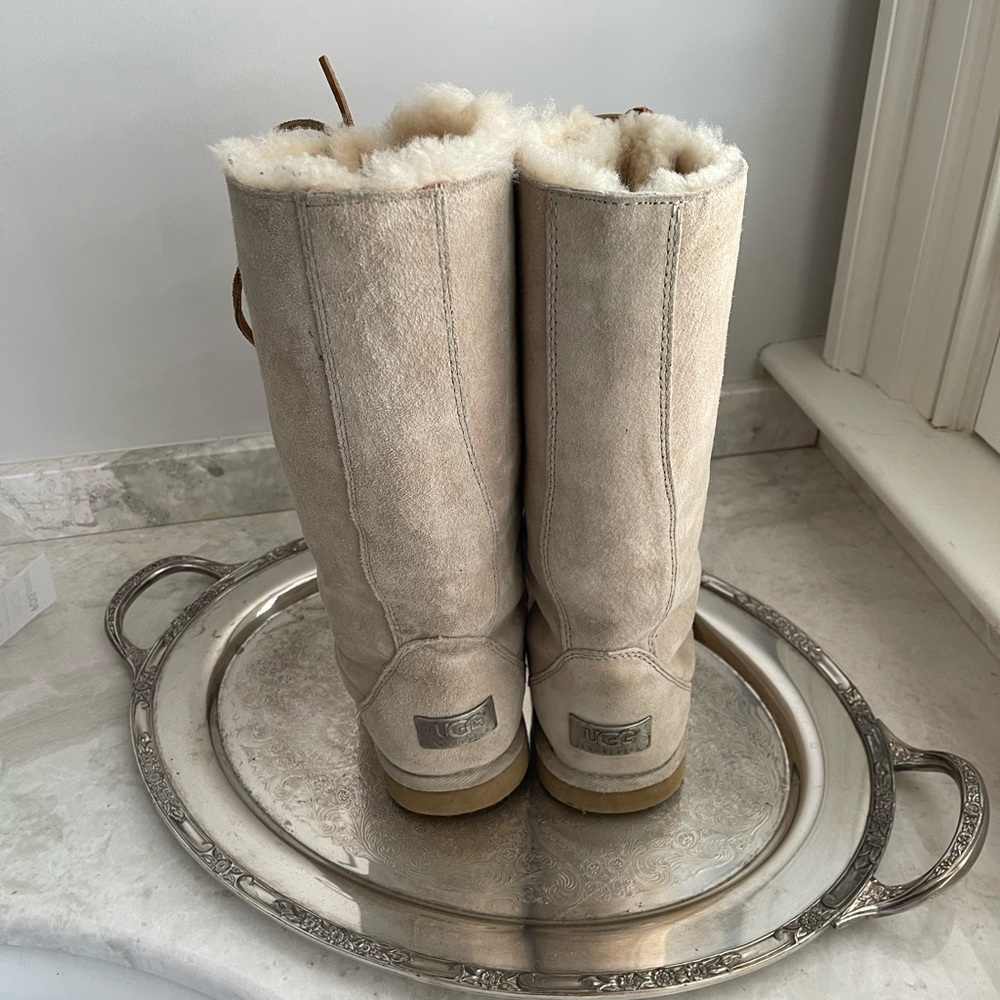 UGG Knee High BOOTS - lace-up style, beige color, be cozy this snowy winter